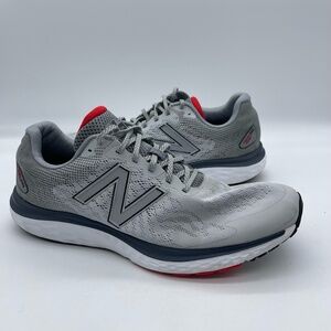 New Balance 680v7 M680RG7 Men's Size 14 Running Shoes Gray Red Athletic Sneakers